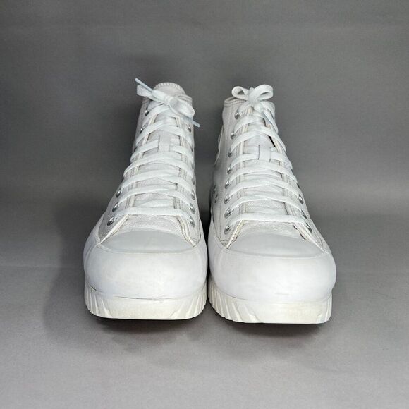 Converse Women's Size 9.5 Chuck Taylor All Star White Leather Lugged Sneakers - Picture 2 of 11